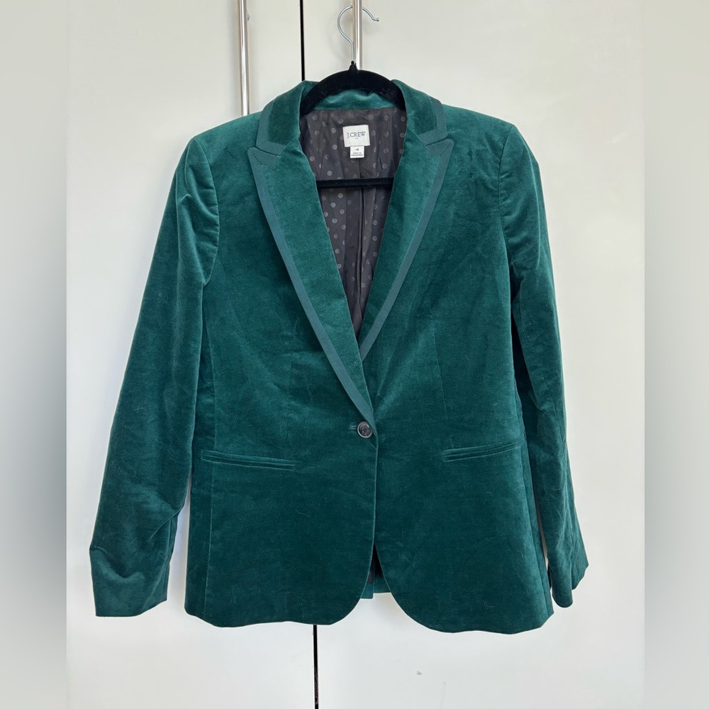 J. Crew Women's Emerald Velvet Blazer